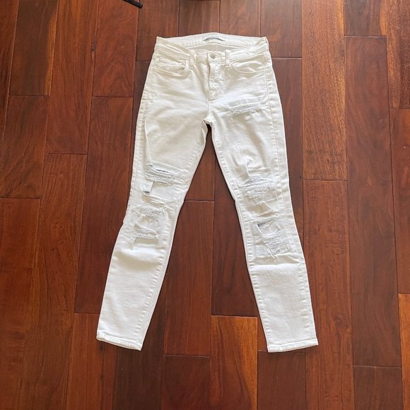 J BRAND  ripped distressed  STRETCHY WHITE SKINNY DENIM JEANS 26 - Picture 8 of 9